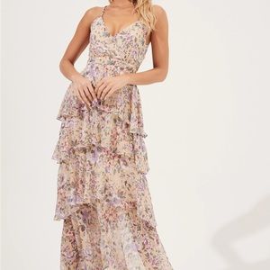 multi ruffle floral dress